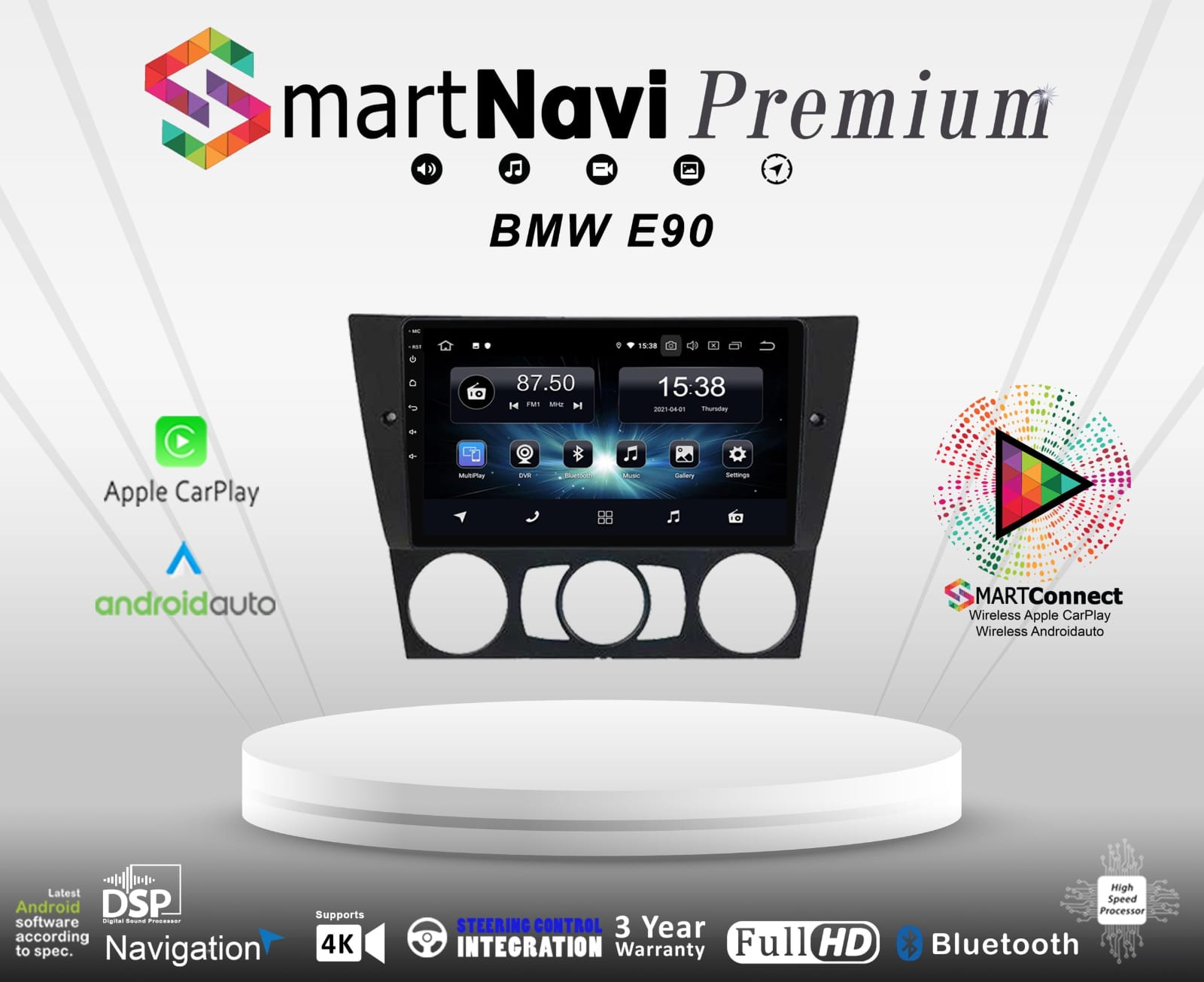 BMW E90 Android Apple Car Play InDash Navigation Multimedia - Image 2