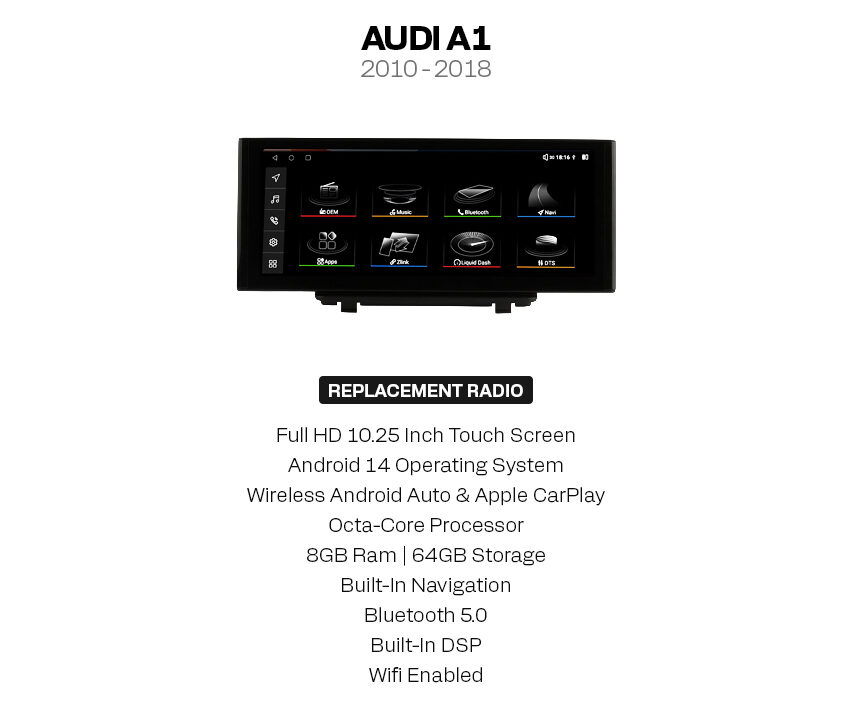 Audi A1 2010-2018 Replacement Radio - Image 2