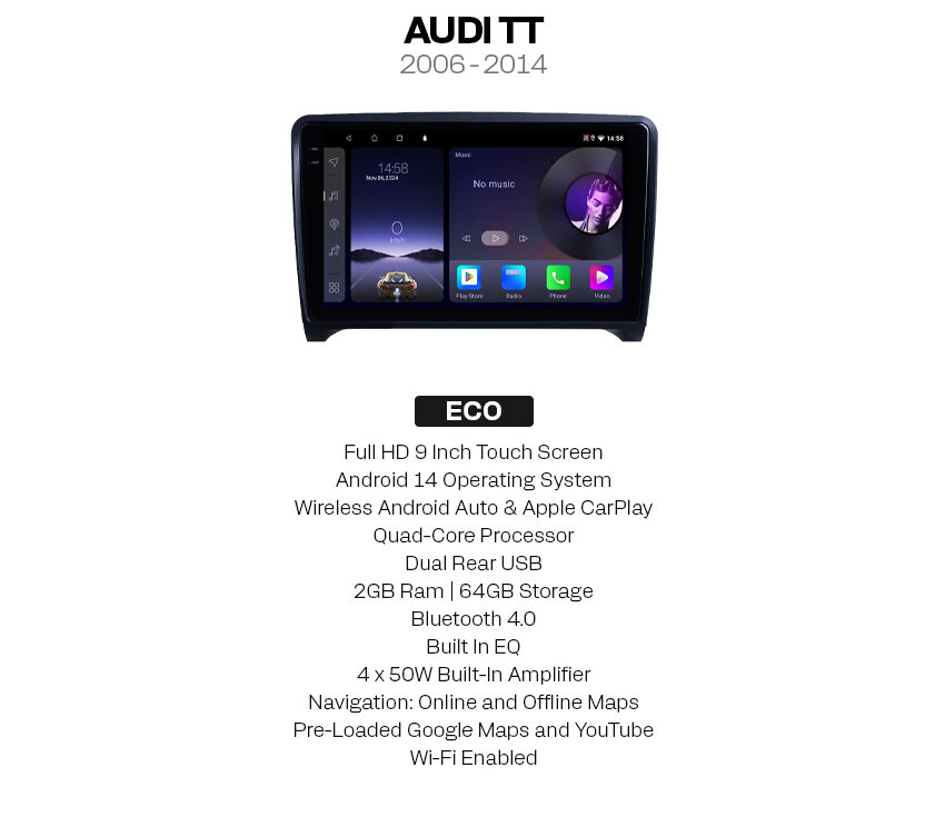 Audi TT 2006-2014 Eco Multimedia Player - Image 2